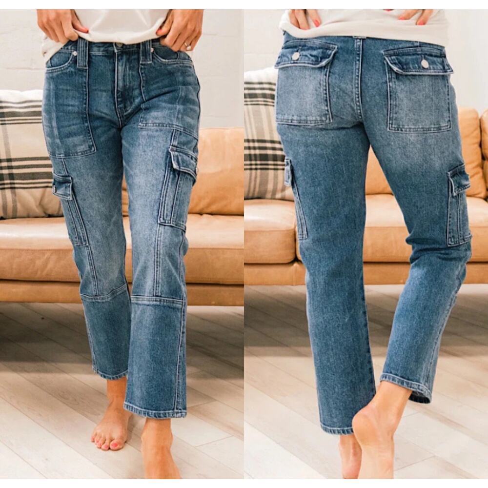 KanCan Avery Straight Leg High Rise Cargo Jeans size 11/29 - Picture 7 of 7